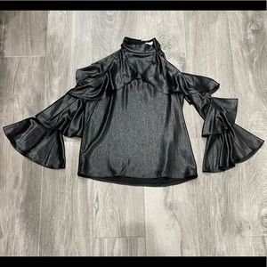 Parker pewter metallic cold shoulder top- XS
